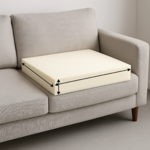 Premium sofa cushion foam cut to size – firm, grey, and pink foam grades